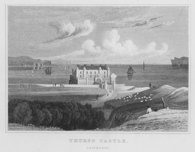 Thurso Castle, Caithness (gravering) av Thomas Hosmer Shepherd