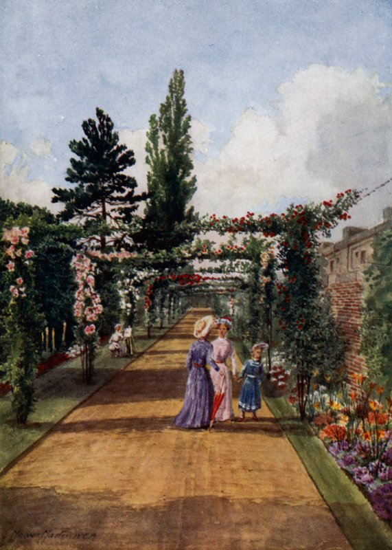 Kew Gardens: The Rosery (farge litho) av Thomas Mower Martin