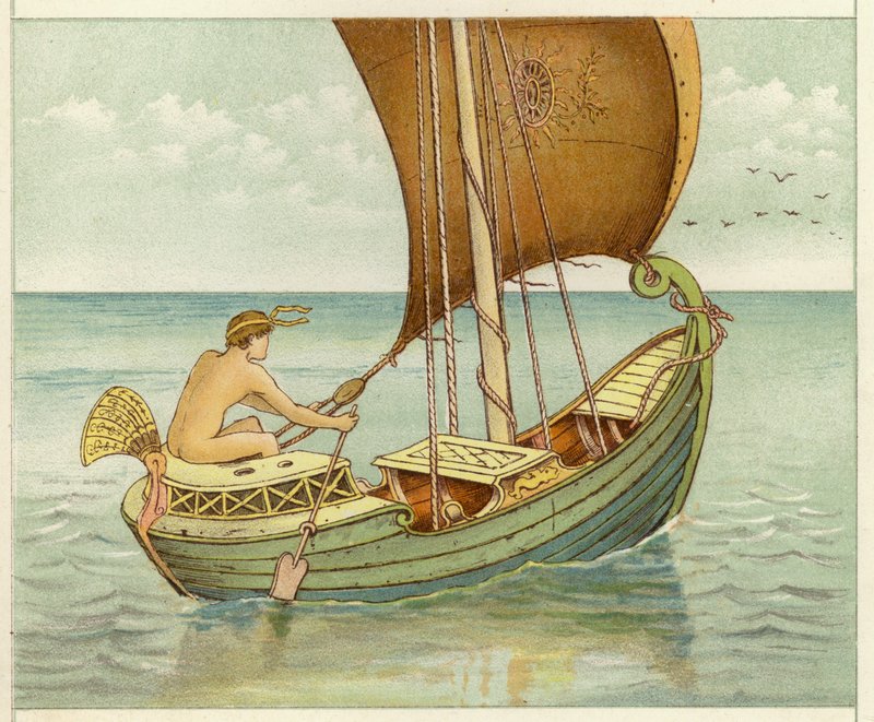 Perseus seiling (farge litho) av Thomas Ralph Spence