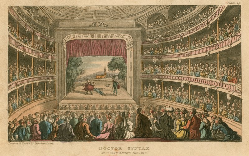 Dr Syntax ved Covent Garden Theatre, London av Thomas Rowlandson