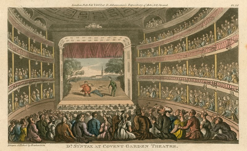 Dr Syntax ved Covent Garden Theatre, London av Thomas Rowlandson