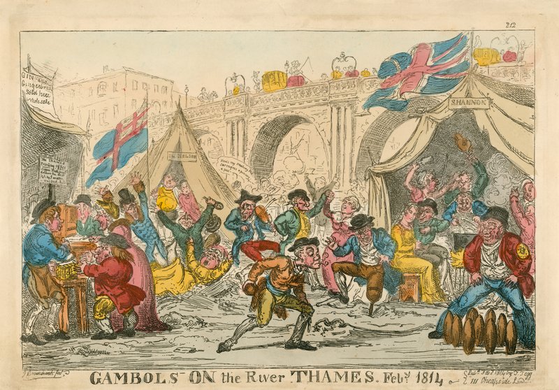 Gambols ved Themsen, februar 1814 av Thomas Rowlandson
