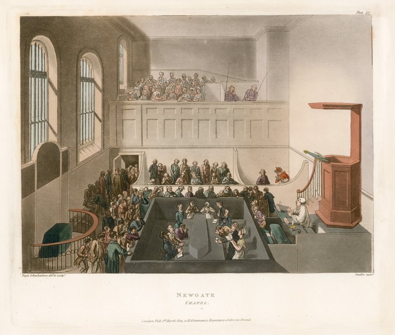 Newgate kapell av Thomas Rowlandson