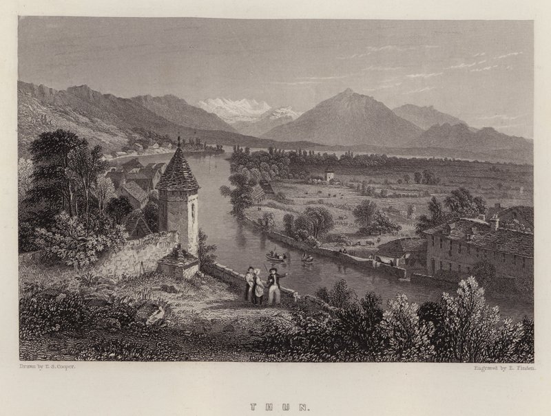 Thun (farge litho) av Thomas Sidney (after) Cooper