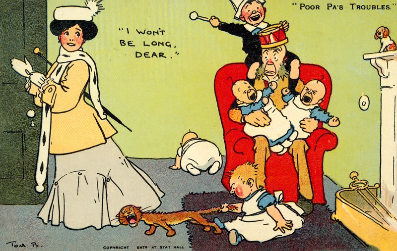 I Won't Be Long Dear (chromolitho) av Tom Browne