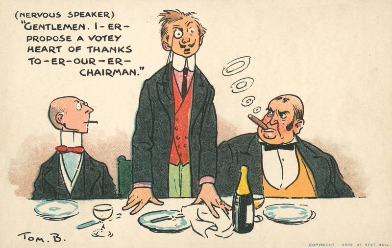 Offentlig tale (chromolitho) av Tom Browne
