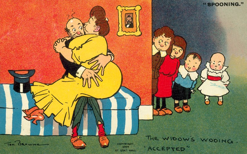 The Widows befrielse akseptert (chromolitho) av Tom Browne