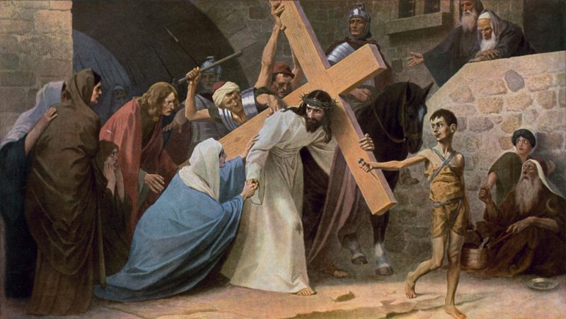 Jesus møter sin mor, Maria, mens han bærer sitt kors av Unbekannt Unbekannt