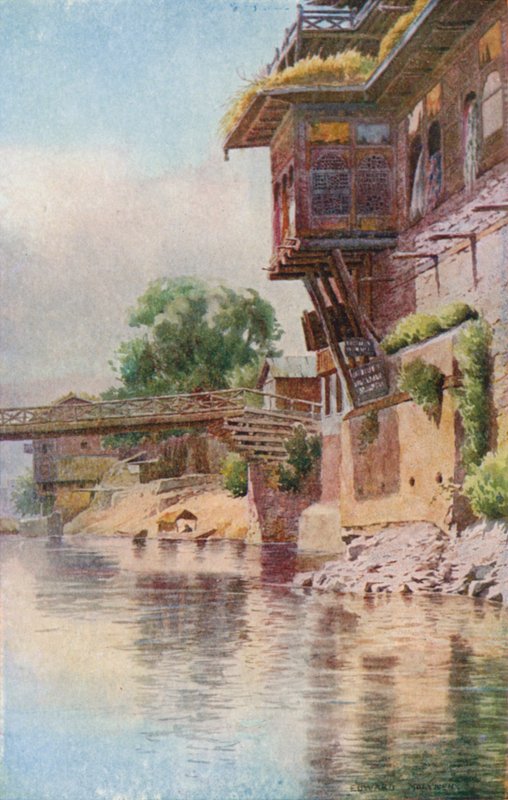 Shawl Merchants"-butikker, Third Bridge, Srinagar av Unbekannt Unbekannt