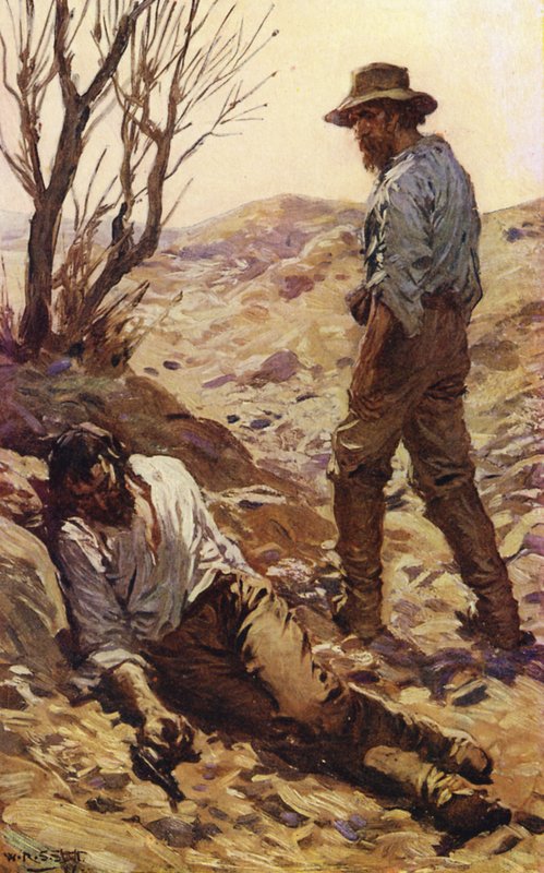 Burkes død (farge litho) av W.R.S. (after) Stott