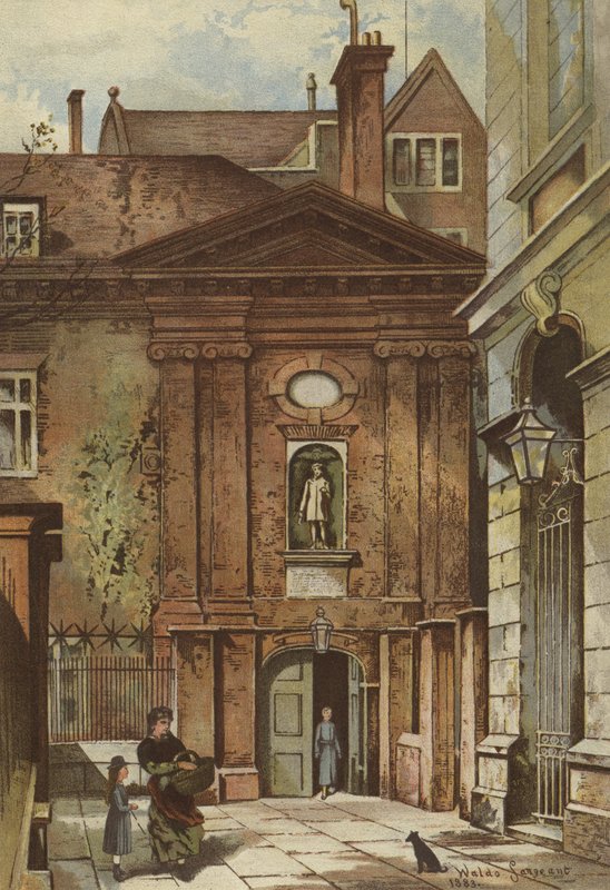 Gateway, Christ's Hospital, Newgate Street, City (chromolitho) av Waldo Sargeant