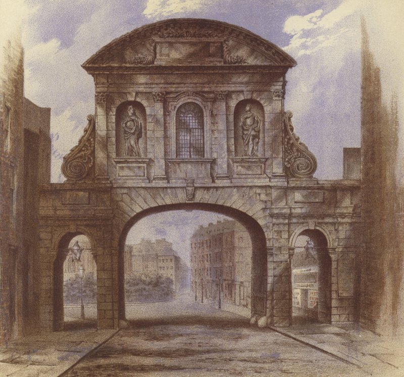 Temple Bar, Fleet Street (chromolitho) av Waldo Sargeant