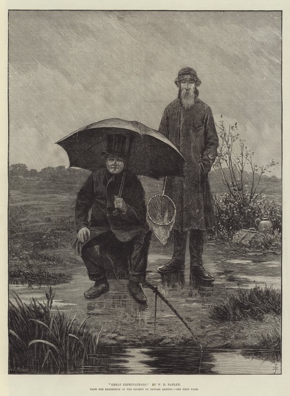 Store forventninger, fra utstillingen til Society of British Artists av Walter Dendy Sadler