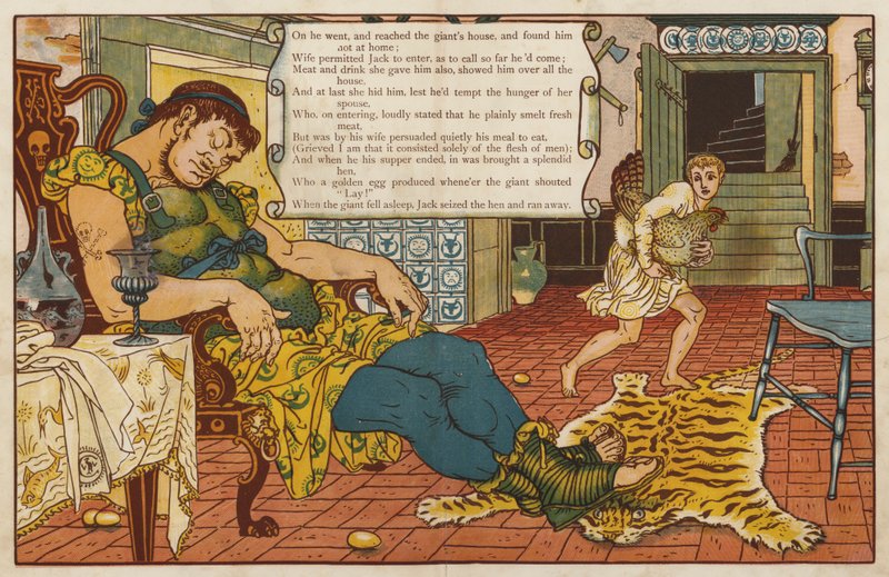 Jack og bønnestilken (farge litho) av Walter Crane