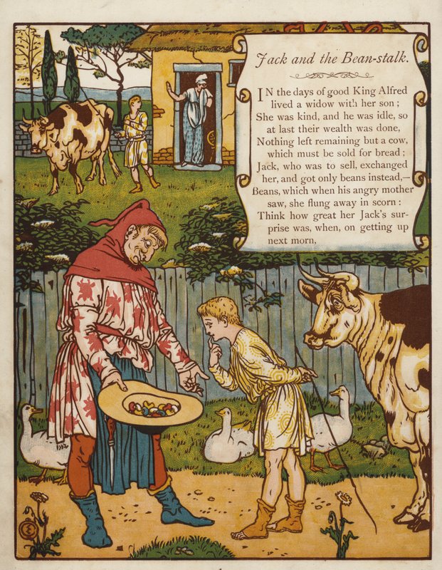 Jack og bønnestilken (farge litho) av Walter Crane