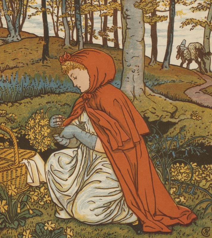 Rødhette (farge litho) av Walter Crane