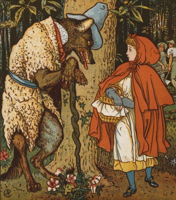Rødhette (farge litho) av Walter Crane