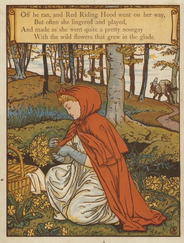 Rødhette (farge litho) av Walter Crane