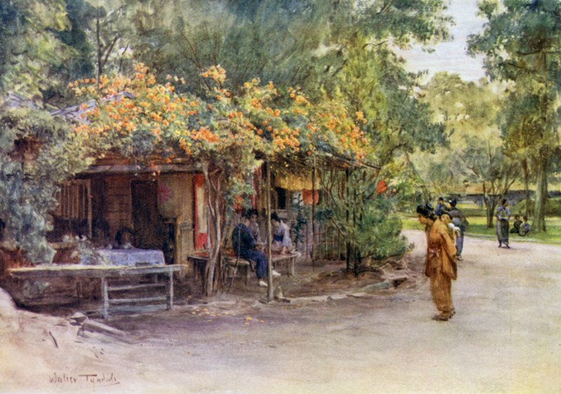 Bignonia-dekket trellis, Maruyama Park, Kyoto av Walter Frederick Roofe Tyndale