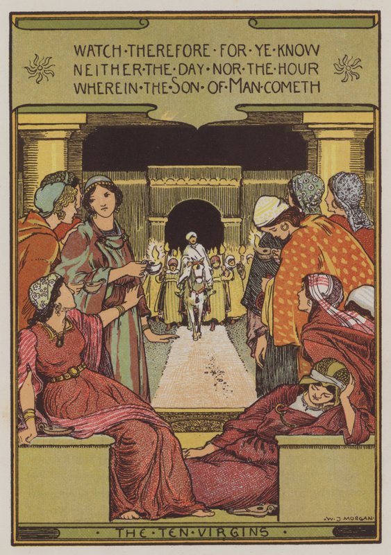 De ti jomfruer (farge litho) av Walter Jenks Morgan