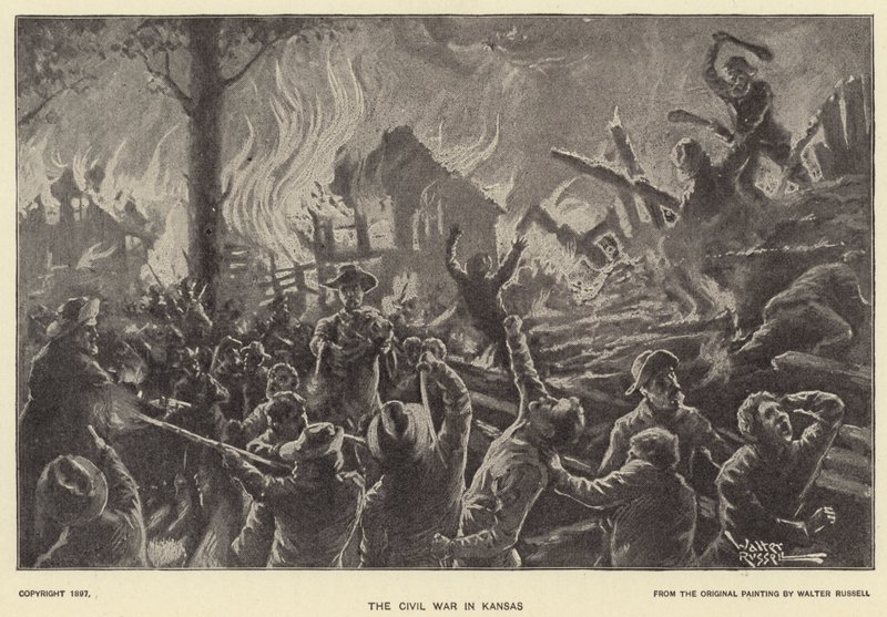 Borgerkrigen i Kansas (litho) av Walter Russell