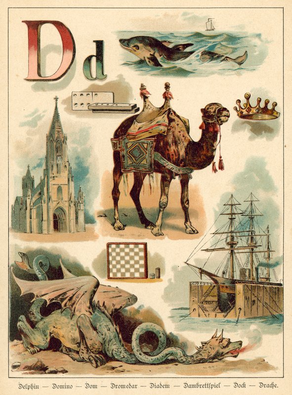 Bokstav D (chromolitho) av Walter Zweigle