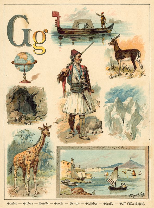 Bokstaven G (chromolitho) av Walter Zweigle
