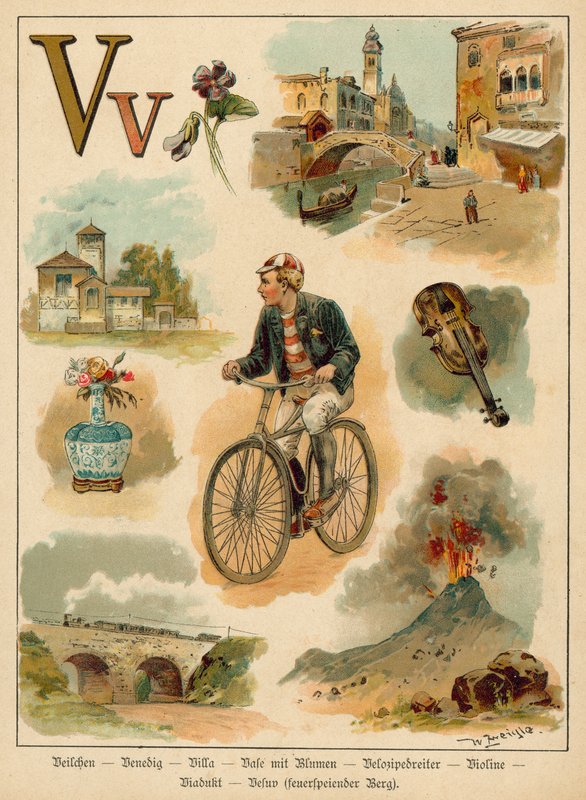 Bokstav V (chromolitho) av Walter Zweigle