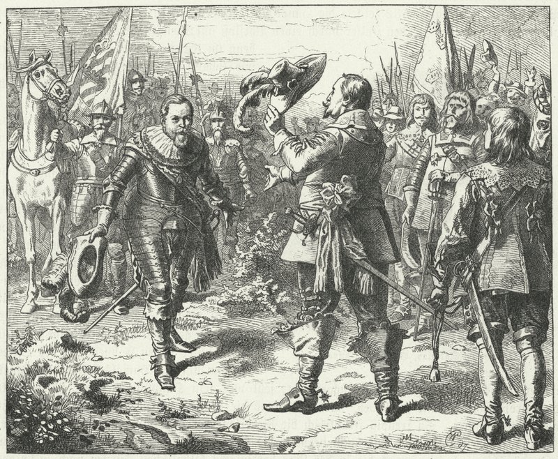 Møte mellom Gustavus Adolphus av Sverige og John George I, kurfyrst av Sachsen i Duben, 1631 av Wilhelm Camphausen