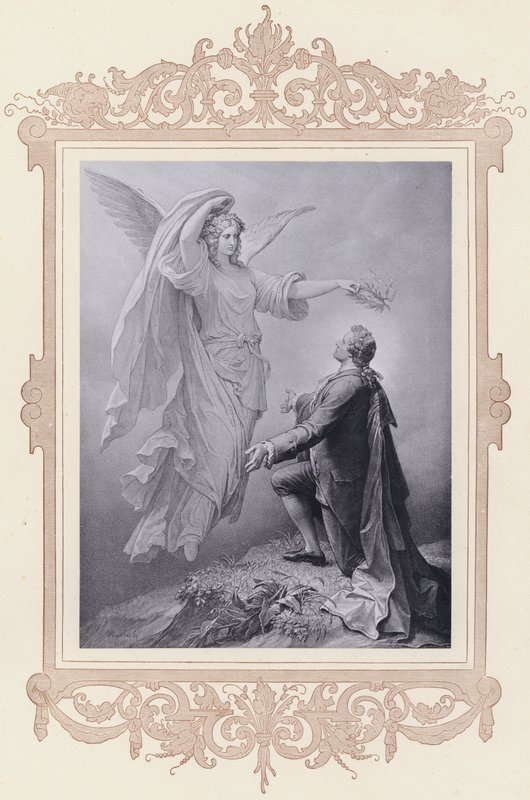 Goethes muse, Zueignung (litho) av Wilhelm von (after) Kaulbach