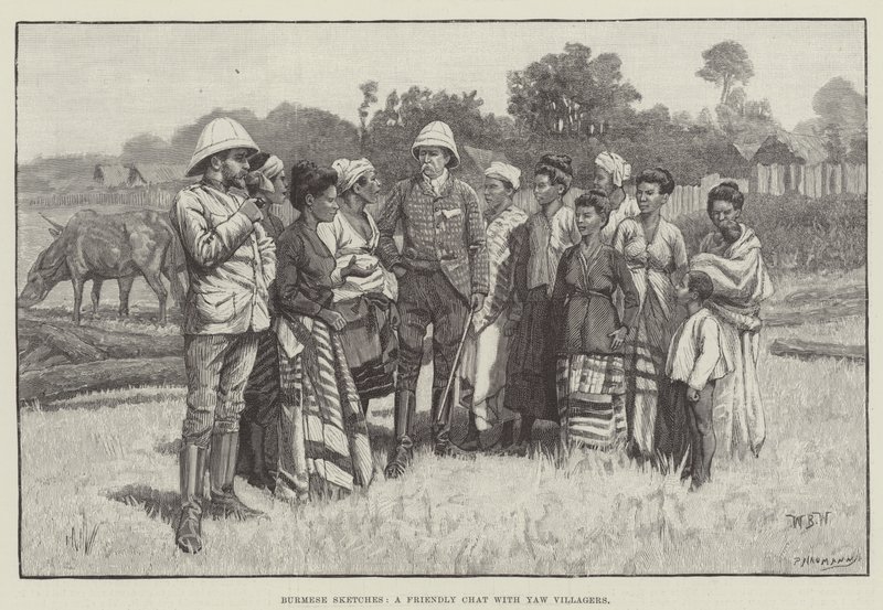 Burmese Sketches, en vennlig chat med Yaw Villagegers av William Barnes Wollen