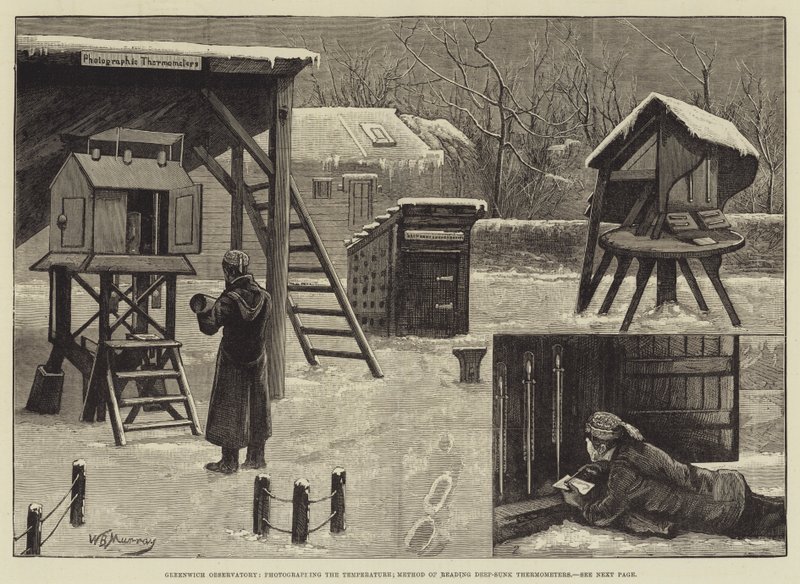 Greenwich Observatory, fotograferer temperaturen; Metode for avlesning av dypsenkede termometre av William Bazett Murray