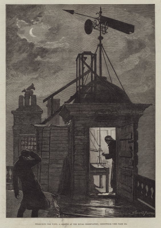 Measuring the Wind, en skisse ved Royal Observatory, Greenwich av William Bazett Murray