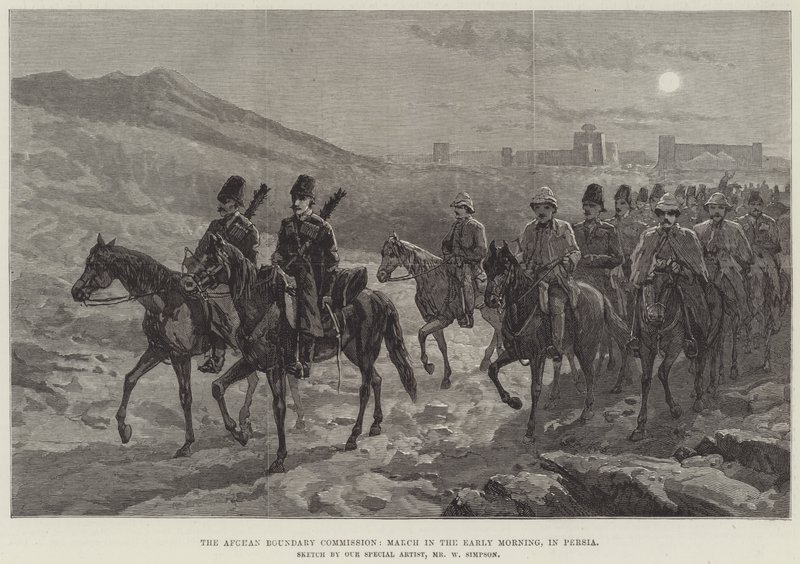 Den afghanske grensekommisjonen, mars i tidlig morgen, i Persia av William Crimea Simpson
