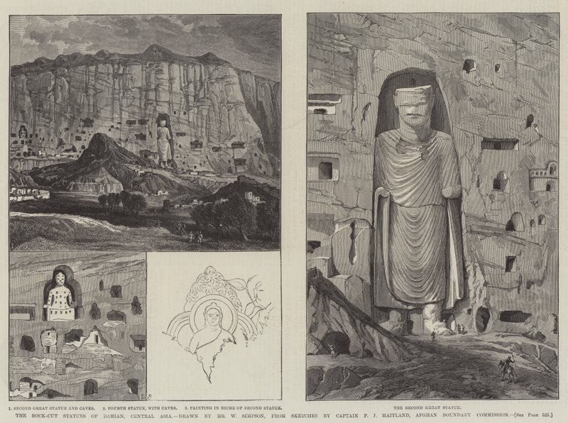 Rock-Cut statuene av Bamian, Sentral-Asia av William Crimea Simpson