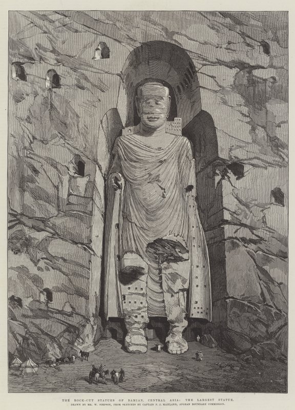 Rock-Cut statuene av Bamian, Sentral-Asia, den største statuen av William Crimea Simpson