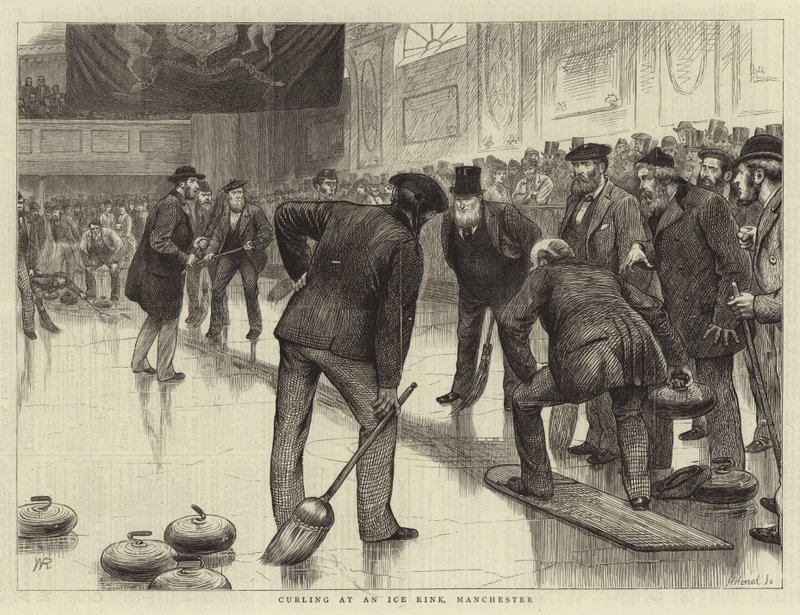 Curling på en skøytebane, Manchester av William Ralston