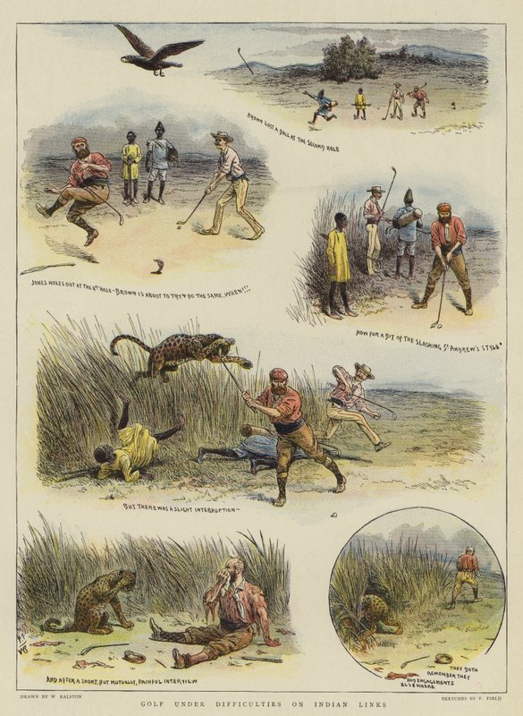 Golf under vanskeligheter på Indian Links (chromolitho) av William Ralston