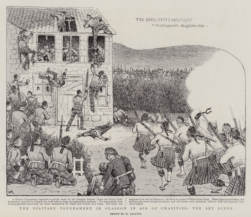 Militærturneringen i Glasgow til hjelp for veldedige formål, scenen av William Ralston