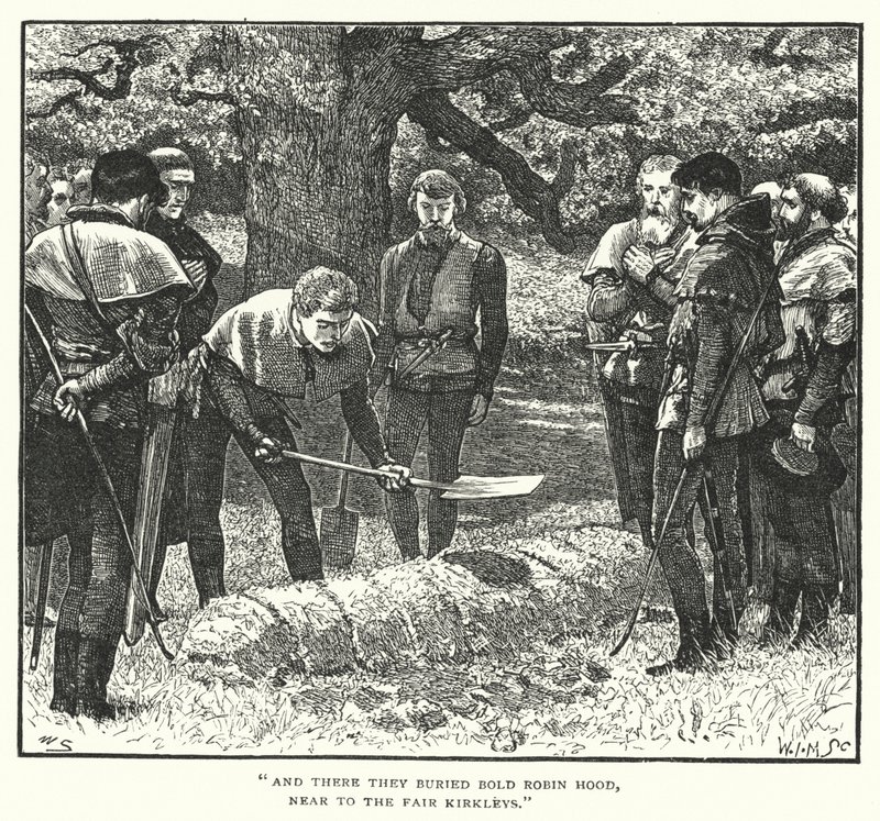 Robin Hoods død og begravelse (gravering) av William (after) Small