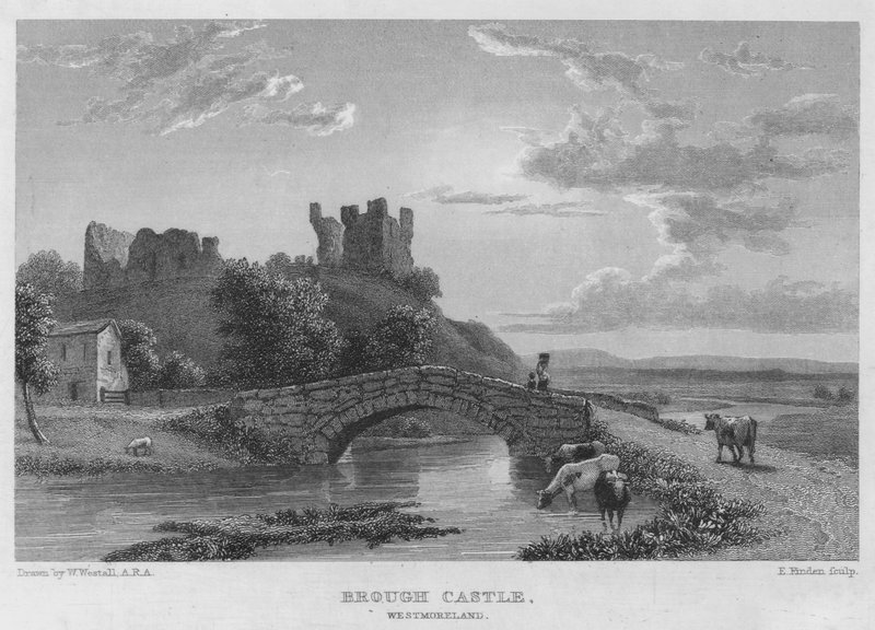 Brough Castle, Westmoreland (gravering) av William (after) Westall