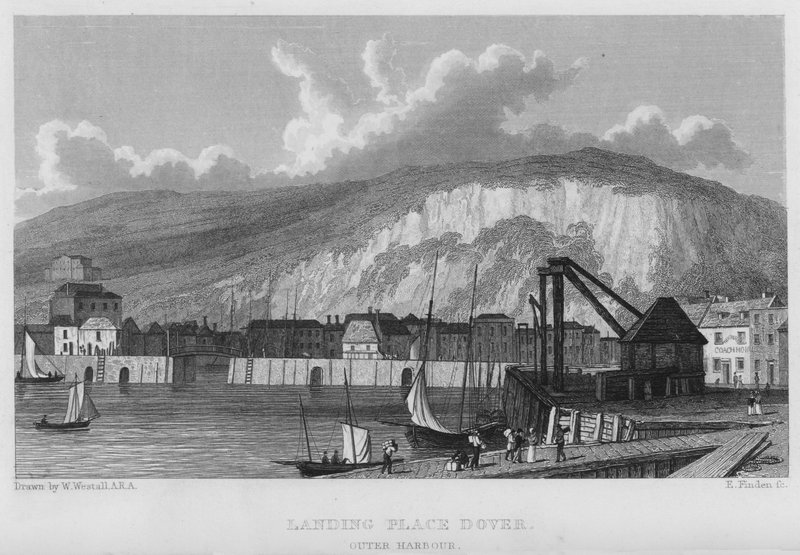 Landingssted, Dover, Ytre havn (gravering) av William (after) Westall