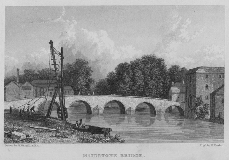 Maidstone Bridge (gravering) av William (after) Westall