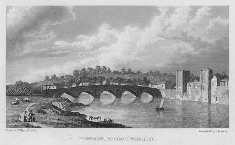 Newport, Monmouthshire (gravering) av William (after) Westall