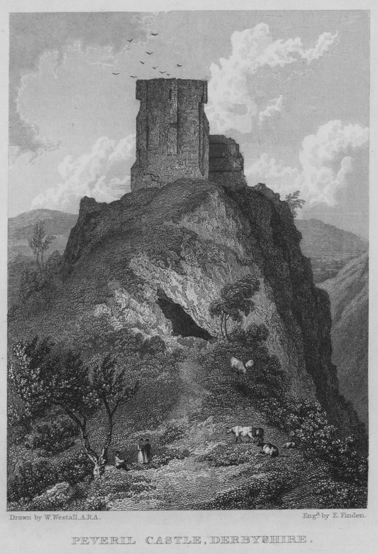 Peveril Castle, Derbyshire (gravering) av William (after) Westall