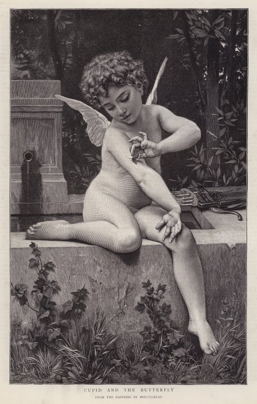 Amor og sommerfuglen (litho) av William Adolphe (after) Bouguereau