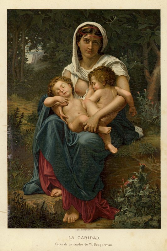 Veldedighet (chromolitho) av William Adolphe Bouguereau