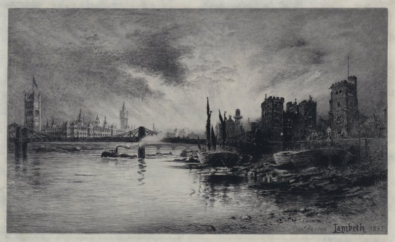 Lambeth Palace (radering) av William Alexander Ansted