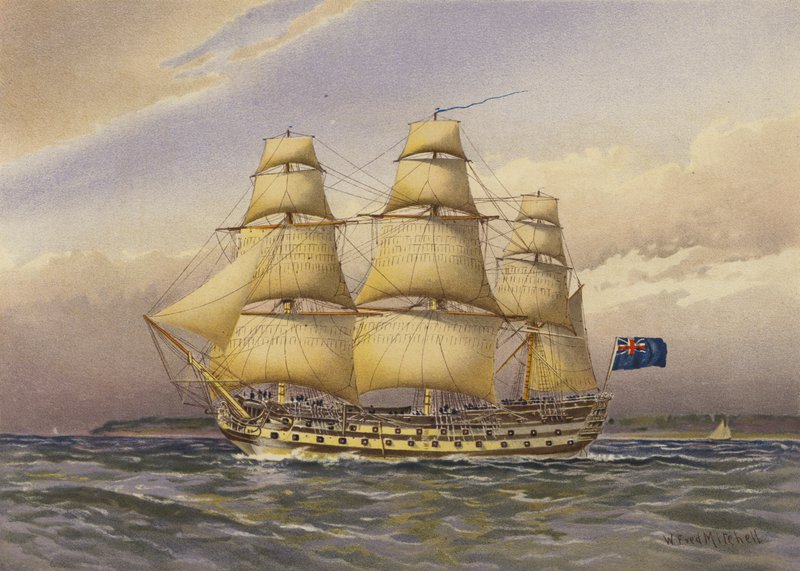 Slagskip, ca 1760 av William Frederick Mitchell