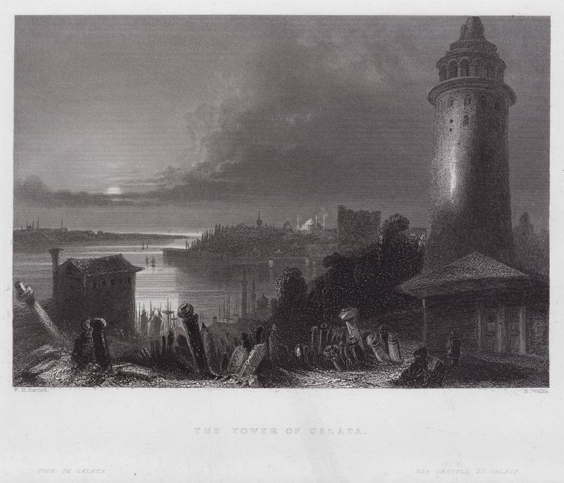 Tårnet i Galata (gravering) av William H. Bartlett